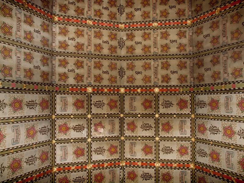 A general view of the Chancel ceiling (unrestored)
