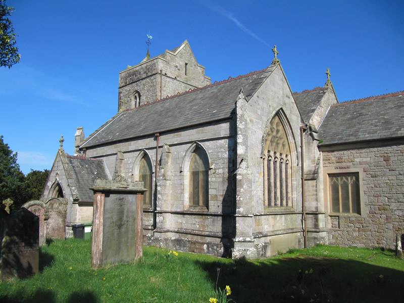 The church showing the South aisle and East window, the tower behind